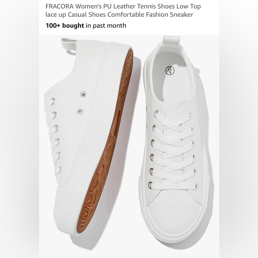 Cute White Leather Tennis Shoes- classic style